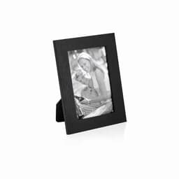A black photo frame displaying a black-and-white image of a couple. The frame is designed for tabletop display.