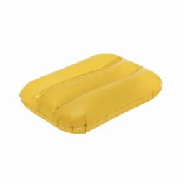A yellow inflatable cushion with a smooth, rectangular shape and three horizontal grooves.