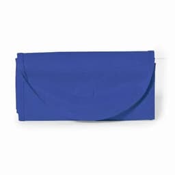 A blue envelope-style pouch featuring a flap closure and a simple design. It has a logo on the front.