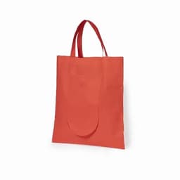 A bright orange tote bag with long handles, featuring a seamless design and one large open compartment.