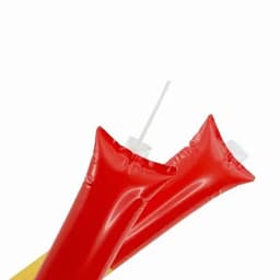 Two red plastic drink bottles with pointed nozzles, featuring a sleek, smooth design.