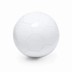 A white soccer ball with a traditional black pentagon and hexagon design, featuring visible stitching.