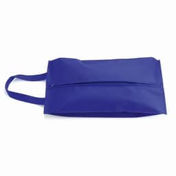 A blue promotional bag with a handle and a zip compartment. It features a plain design without logos.