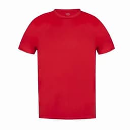 A red short-sleeved t-shirt with a clean design and no visible logos.