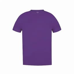 A purple t-shirt with a round neck and short sleeves, featuring a plain design and no visible logos.