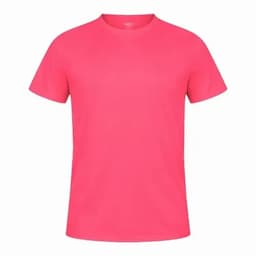 A pink adult T-shirt from the Tecnic Plus range featuring a crew neckline and short sleeves. It has a logo.
