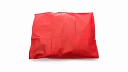 A large red promotional bag with a hook at the top, suitable for carrying items. It features a simple design.