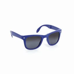 A pair of purple sunglasses with dark lenses and a classic frame style.