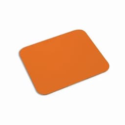 An orange mouse pad with rounded corners and a smooth surface. It features a plain design without any branding.