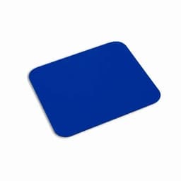 A blue mouse pad with rounded corners, featuring a smooth surface and a non-slip base.
