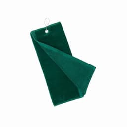 A green microfibre cloth with a hanging loop, featuring a soft, textured surface.