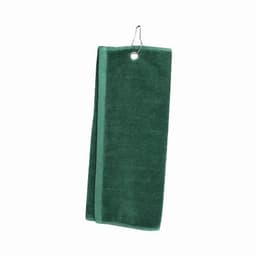 A green cleaning cloth with a hanging loop, made from soft fabric for effective cleaning.