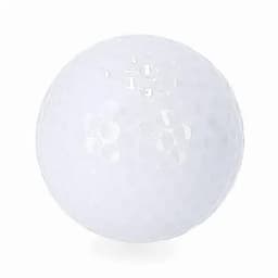 A golf ball in white with a textured surface, featuring dimples for enhanced grip and aerodynamics.