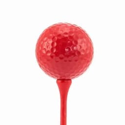 A red golf tee with a rounded top, featuring a textured surface for improved grip.