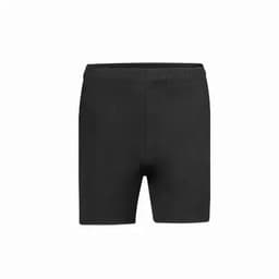 A pair of black athletic shorts with an elastic waistband. The fabric appears smooth and fitted.