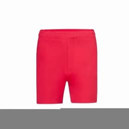 Bright red shorts featuring an elastic waistband and a simple design.