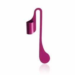 A drink bottle holder in vibrant fuchsia, featuring a sleek, curved design with a cup attachment.