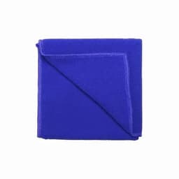 A folded blanket in a vibrant royal blue colour. The fabric appears soft and plush.