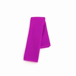 A pink promotional scarf folded neatly, featuring a smooth texture and no visible branding.