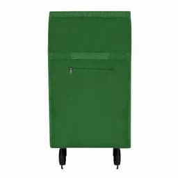A green promotional product with wheels and a zippered pocket, featuring a simple, clean design.