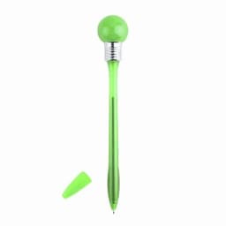 A green promotional pen with a rounded top and a removable cap. The pen has a shiny silver accent.