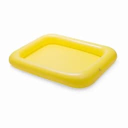 A yellow inflatable pool with a rectangular shape and raised edges, ideal for outdoor water activities.