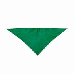 A green triangular bandana made of smooth fabric, featuring no visible logos or text.
