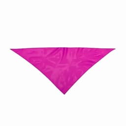 A pink triangular bandana with a smooth texture, featuring a bright and vibrant appearance. It has no visible logos.