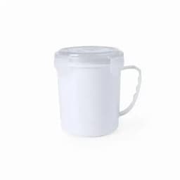 A drink bottle in white with a handle, featuring a secure lid and a simple design.