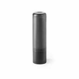 A drink bottle in a sleek, matte black finish featuring a simple cylindrical design and a logo.