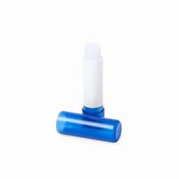 A drink bottle in shades of blue, with a white cap and a sleek, cylindrical design. It features a logo.