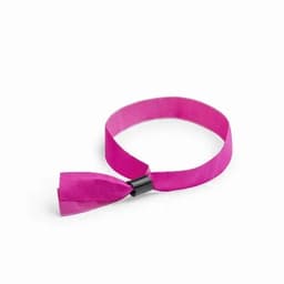 A pink ribbon with a bow and a black connector. The ribbon is smooth and glossy in texture.