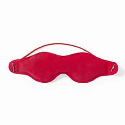 A sleep mask in vibrant red, featuring a smooth texture and a comfortable strap for secure wear.