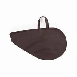 A brown product bag with a rounded shape and handle for easy carrying. It features a simple design.