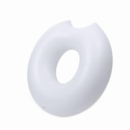 A white inflatable donut-shaped float with a central hole and smooth surface.