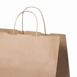 A brown paper bag with twisted handles, featuring a plain, unembellished exterior.