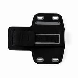 A black adjustable wrist strap features multiple fastening points and a secure velcro closure. It has a simple, functional design.