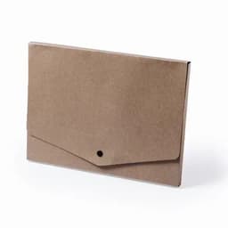 A brown envelope with a flap closure and a button fastener, made of kraft paper.