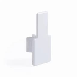 A white product with a rectangular shape and a tab-like feature, designed for mounting or attaching.