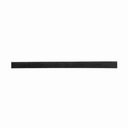 A black strap with a smooth texture, featuring a branding logo.