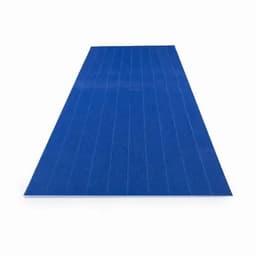 A blue mat with a textured surface and lined design. It features a rectangular shape and smooth edges.