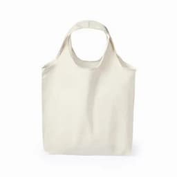 A cream-coloured tote bag with a simple design and two handles. It has no visible branding.