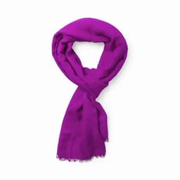 A purple scarf with a soft texture and fringed edges, elegantly draped.