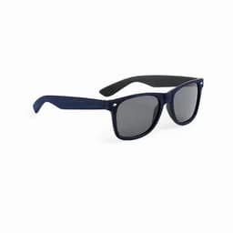 A pair of navy blue sunglasses with dark grey lenses and a black accent on the temples.
