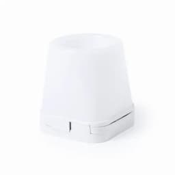 A drink bottle in white with a smooth surface and a simple design, featuring a logo on its side.