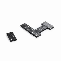 A set of black dominoes featuring circular dots, arranged in a partial layout with one piece separate.
