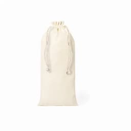 A natural-coloured drawstring bag with a simple design, suitable for various storage needs.