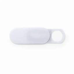 A white drink bottle with a minimalist design featuring a circular opening and a smooth surface. It has a logo.