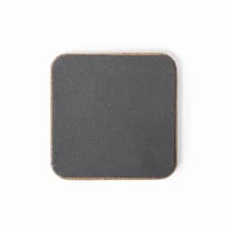 A square coaster in dark grey with a cork backing. Suitable for various drinkware.