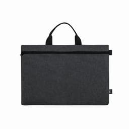 A dark grey laptop case with a zip closure and two top handles for easy carrying.